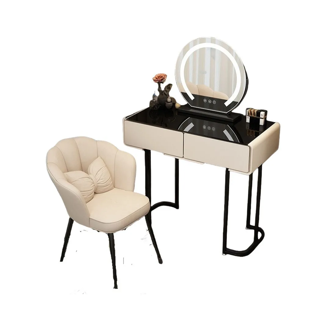 

dresser small apartment narrow bedroom, modern simplicity, light luxury, high end rock slab desk dressing table integration