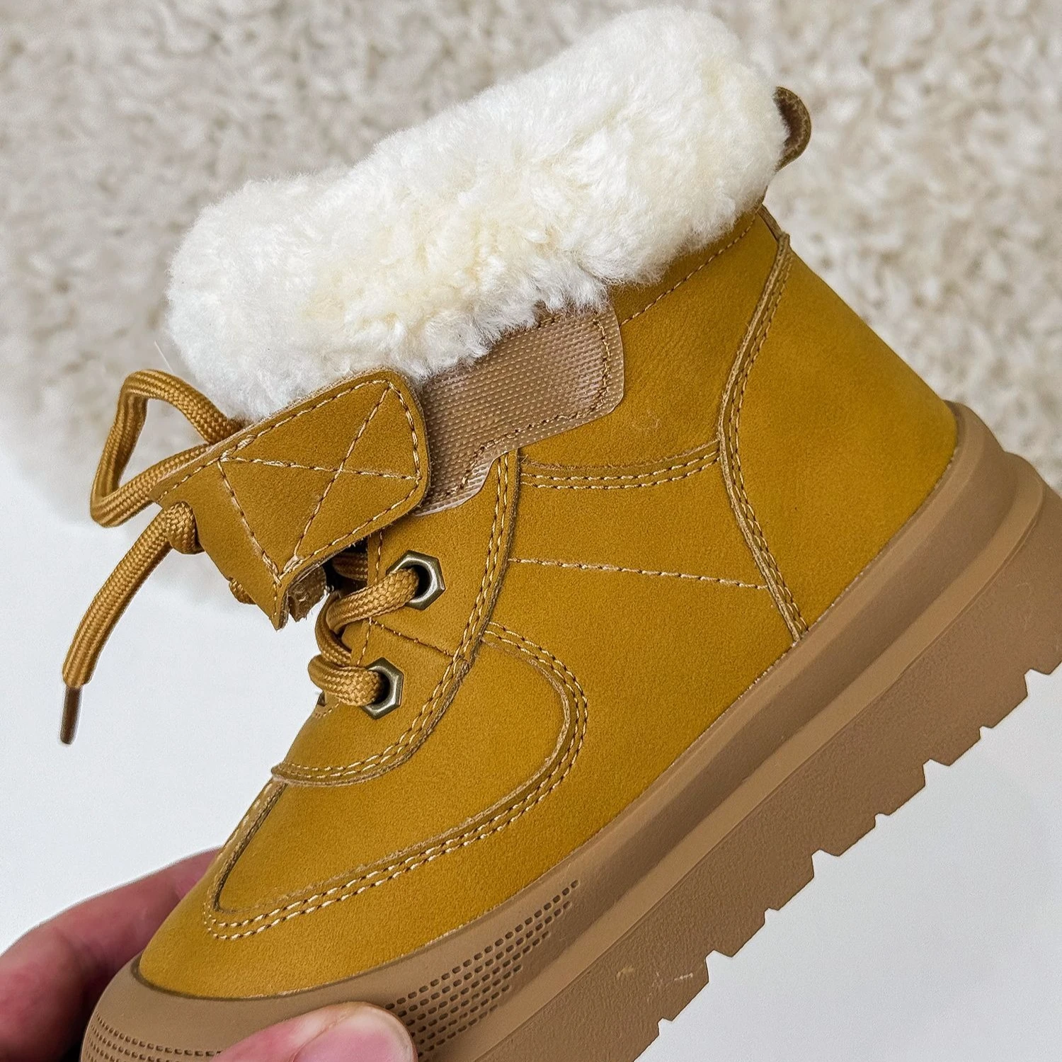 أطفال طفل دافئ حذاء من الجلد شتاء جديد للأطفال بنين بنات أنيق متعدد الاستخدامات في الهواء الطلق مبطن بالصوف سميكة الثلوج الأحذية #6