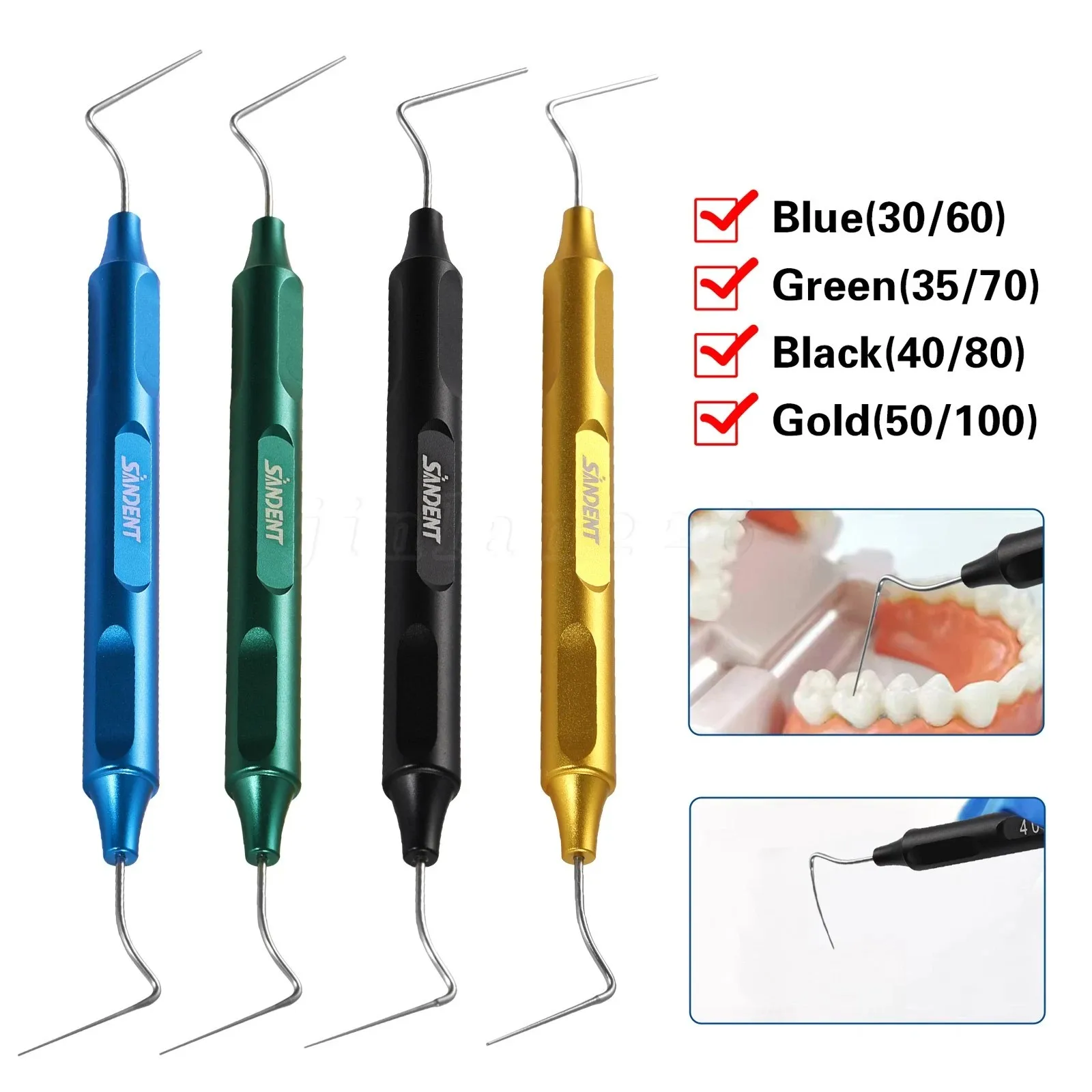 

Dental Endo Condenser Gutta Percha Tips NITI Stainless Hand Plugger Set 30-100#