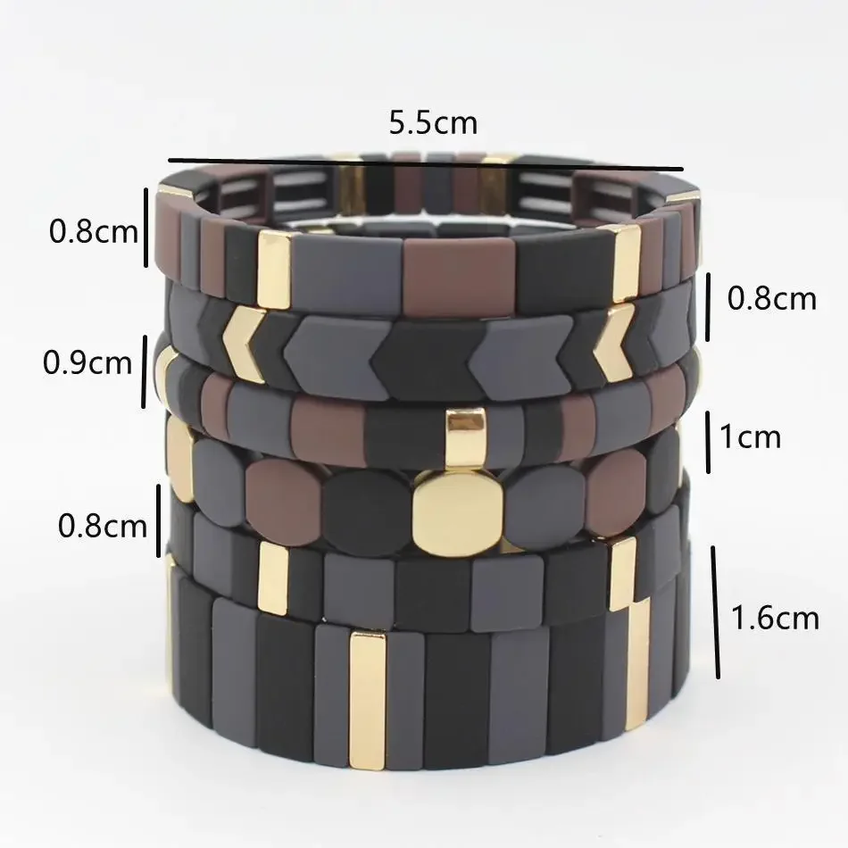 Enamel DIY Cool Color Autumn and Winter Frosted Paint All-match Ladies Bracelet Geometric Square High Cold Fashion Couple Bangle