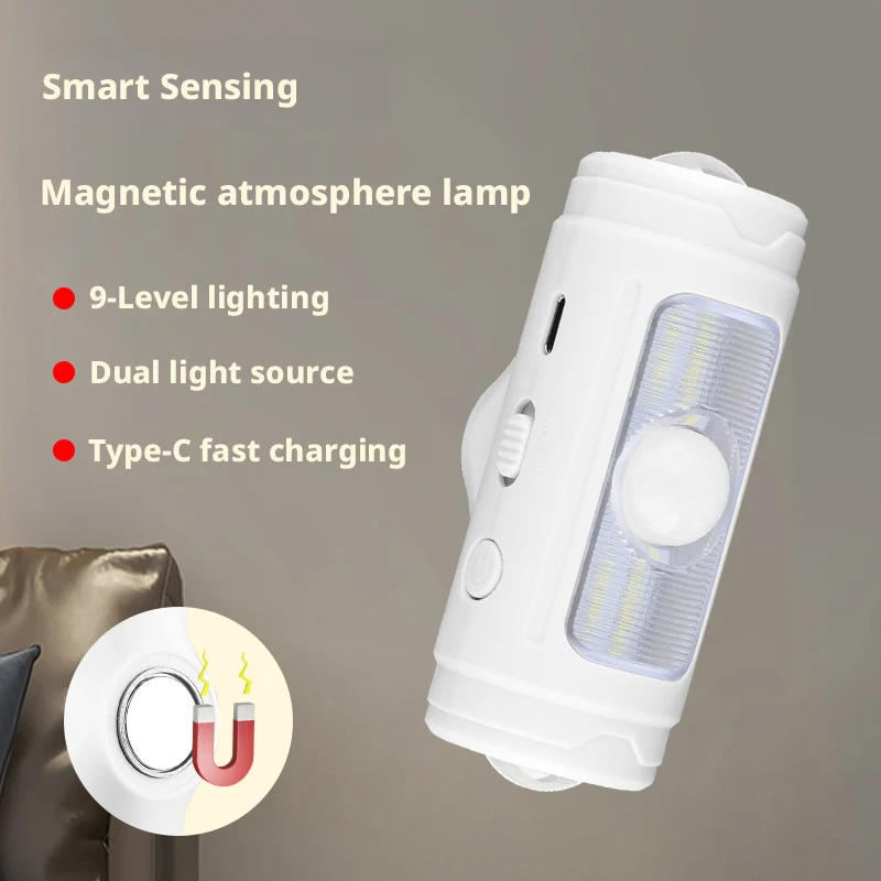 

F9 USB Rechargeable Magnetic Wall Lamp LED Night Light with Motion Sensor Light Mood Ambient Light for Cabinet Hallway Stair