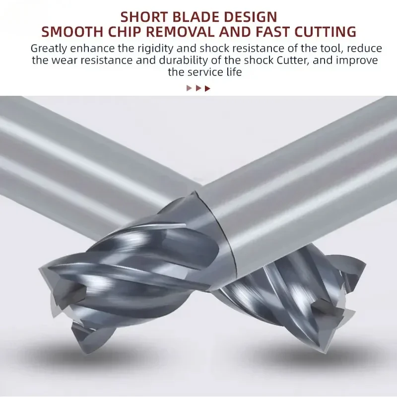 RIGTIP End Mill Short Cutting Length CNC Milling Cutter Solid Carbide Coated for Aluminum Steel Metal Milling Cutter 1mm-12mm