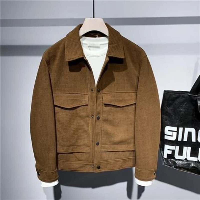 2026 Autumn Winter Men's Corduroy Jacket Vintage Workwear Retro Utility Coat Badass Style Thick Corduroy Fabric Warm Durable