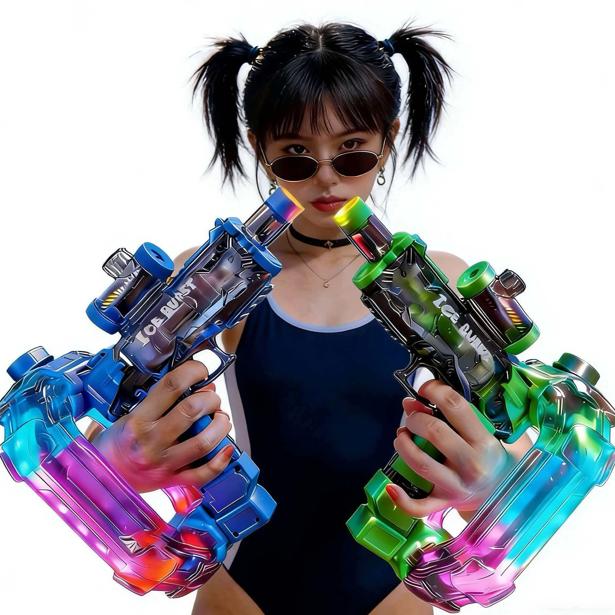 

Ring-shaped Electric Water Gun Kids Cool Toy Automatic Water Squirt Gun with Colorful Lights and Sound Summer Outdoor Toy Gift