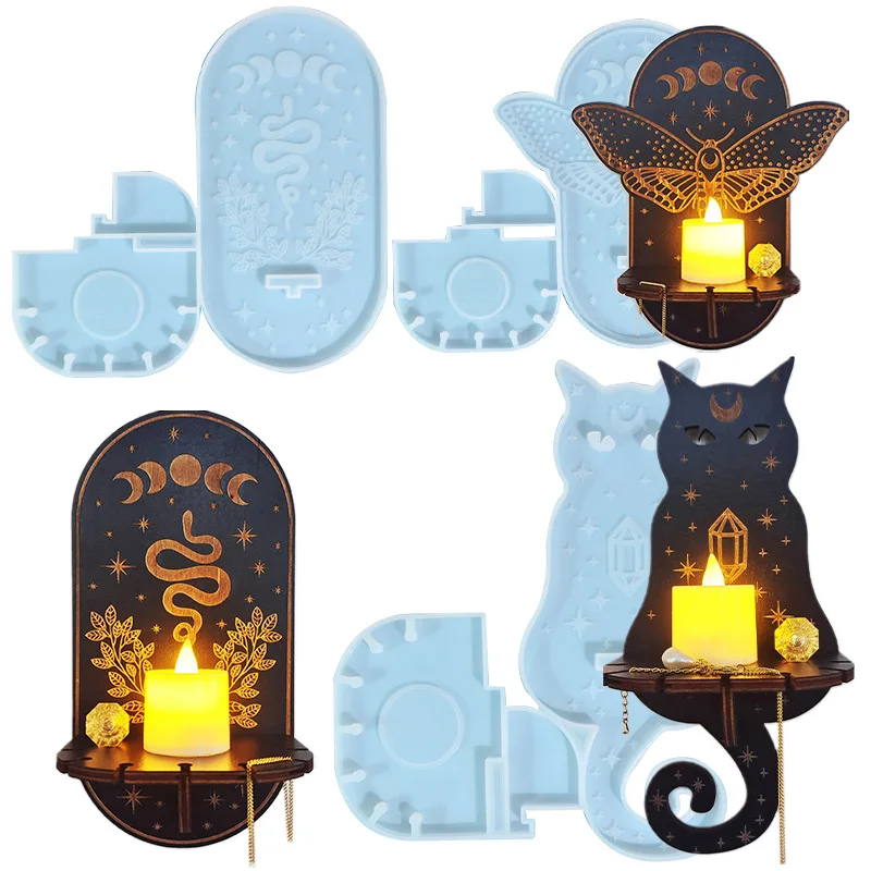 DIY Epoxy Mold Wall Candle Candle Holder Wall Hanging Silicone Mold Cat Snake Moth Mold Home Decoration 2023 Halloween Home Deco solar up and down luminous wall lamp outdoor landscape courtyard outdoor waterproof atmosphere wall decoration terrace wall