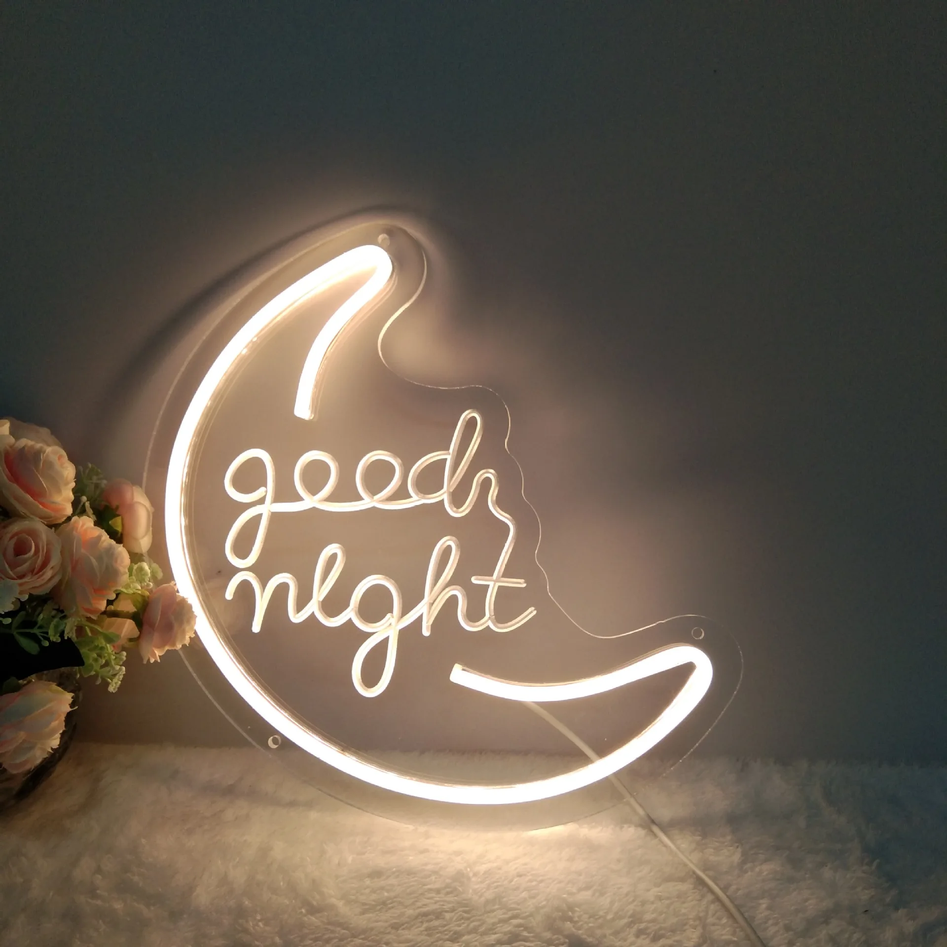 LED Neon Light Sign Good Night Letters Neon Sign Hello Dream Room Decor Holiday Christmas Party Baby Gifts Wedding Decorations