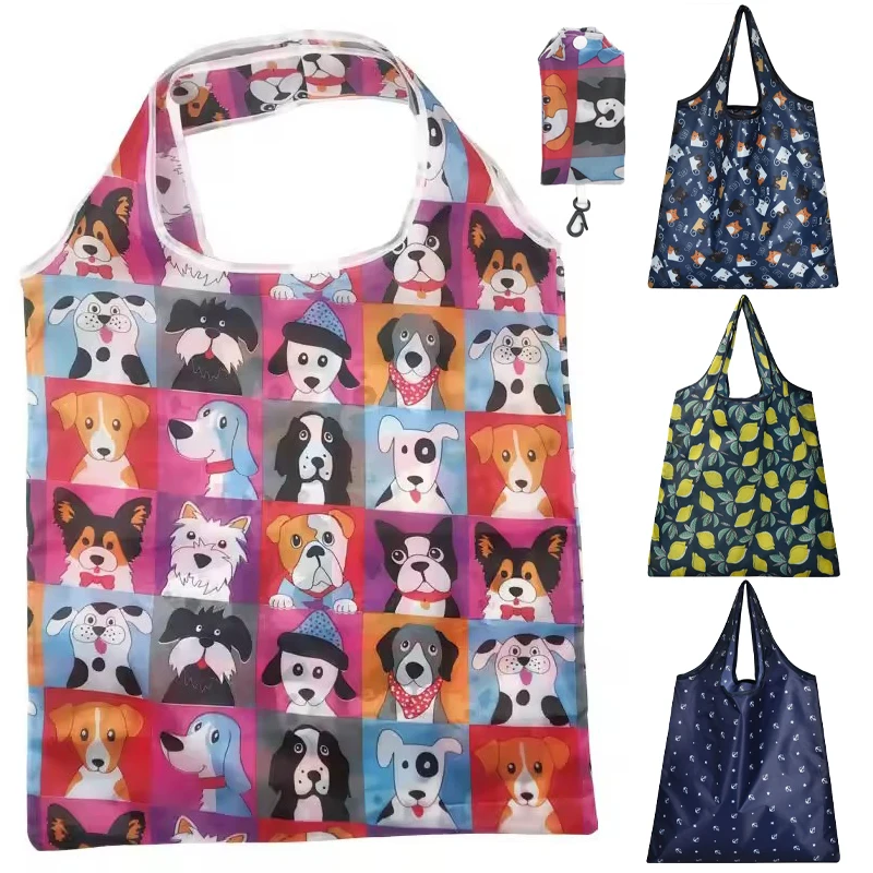 Large Nylon Shopping Bag for Women Shopper Tote Folding Bag Eco-Friendly Reusable Foldable Grocery Case Handbags Storage Bags