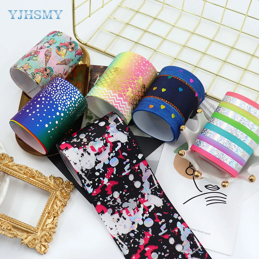 Gold Foil Cartoon Printed Grosgrain Ribbon 3\