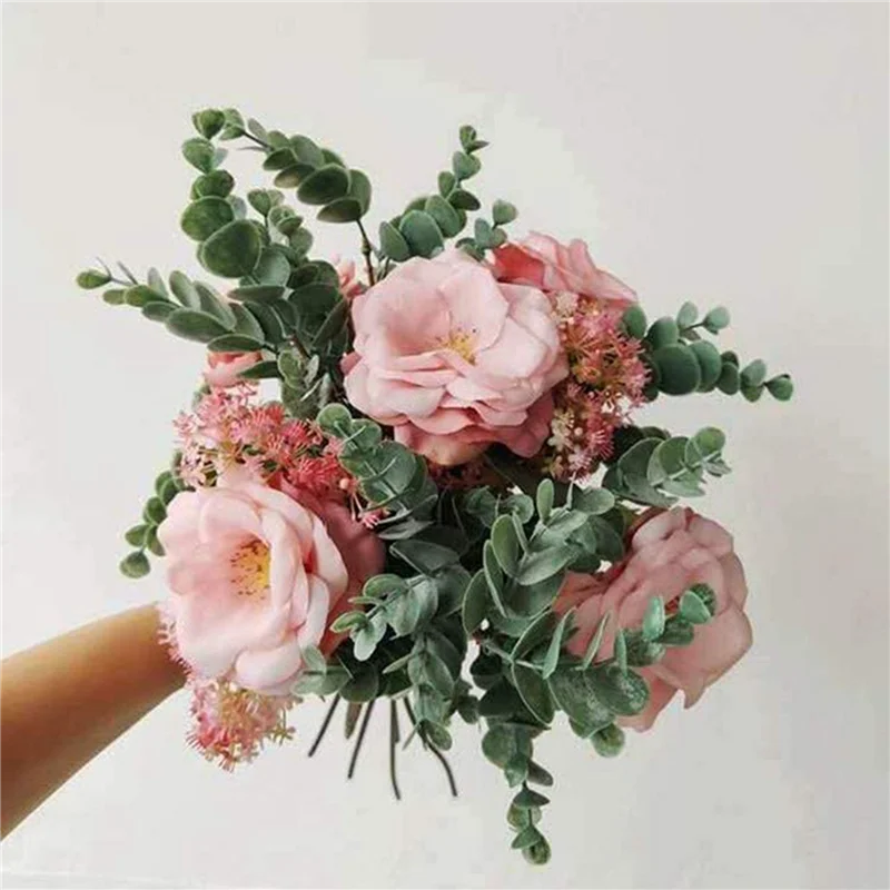 

ABSE-60Pcs Artificial Eucalyptus Stems Leaves Fake Gray Green Eucalyptuses Plant Branches Faux Greenery Stems For Wedding