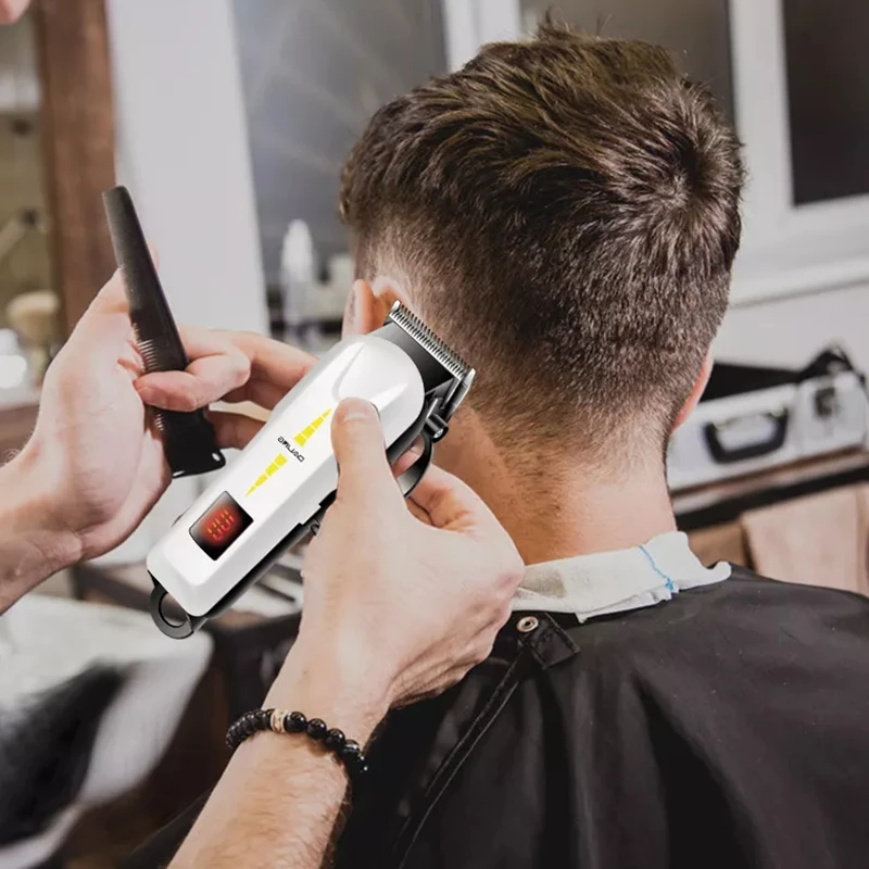 قابل للتعديل الحبل/اللاسلكي الشعر المقص قابلة للشحن المهنية اللحية والشعر المتقلب للرجال الكهربائية آلة قطع الشعر عدة