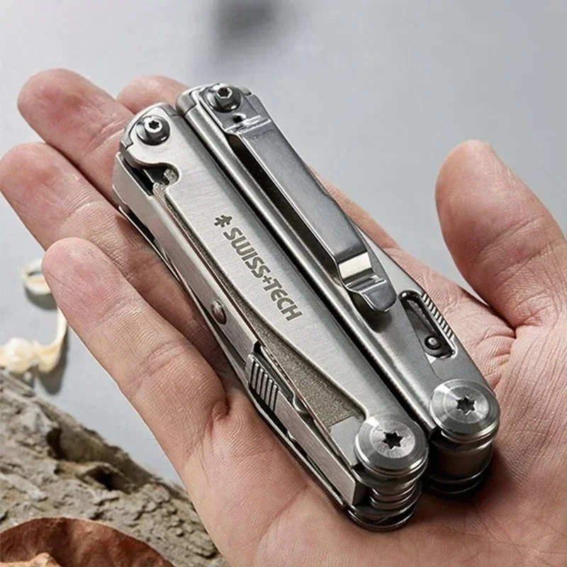 SWISS TECH 18 in 1 マルチツールプライヤー折りたたみマルチツールポケットナイフポータブル EDC ツール屋外釣りキャンプ用品