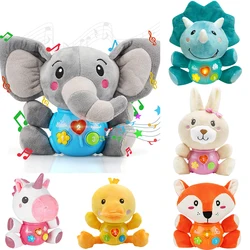 Elephant Rabbit Unicorn Duck Dinosaur Fox Music Toys Cute Soothe Stuffed Aminal with Sound & Light for Baby Infant Musical Toys