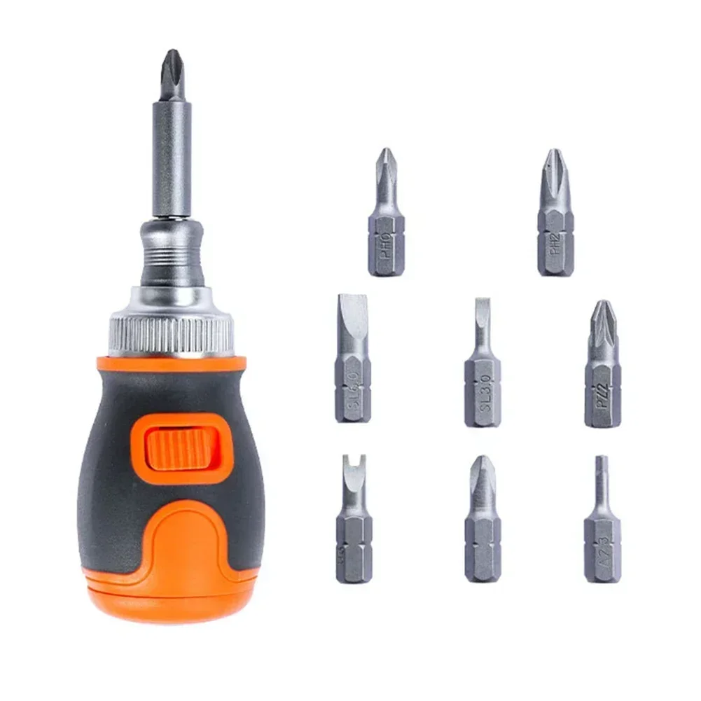 1pc Screwdriver With 8 Double-headed Bits 52HRC Special Shaped Torx Telescopic Ratchet Two-Way Adjustable Screwdriver Set