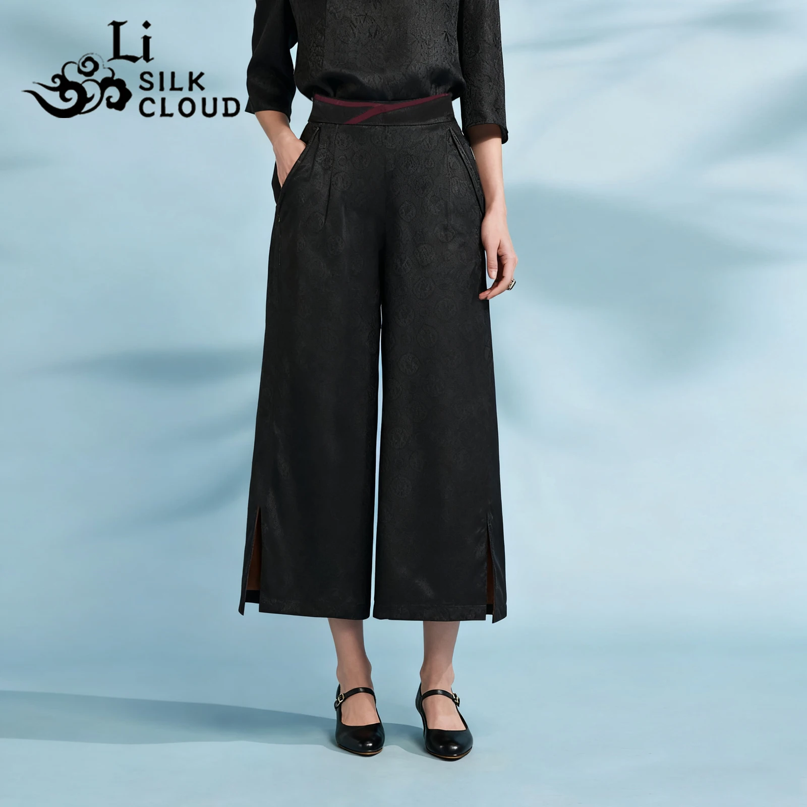

LI SILK CLOUD xiangyunsha Trousers - Lightweight Breathable, Oriental Style,Classic Guangdong Black Pearl Guangdong Gauze