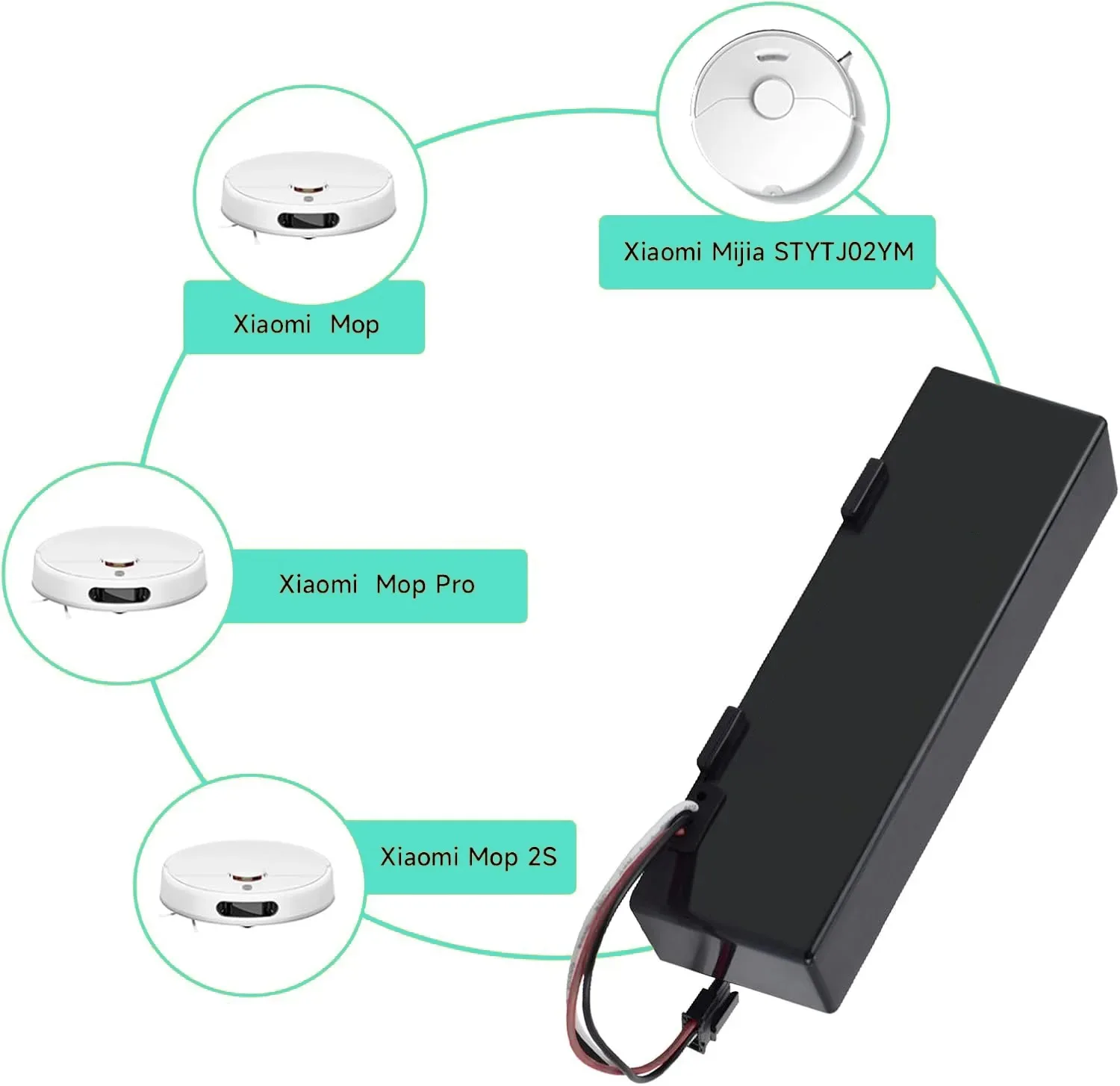 Mi Robot aspirateur-vadrouille 2S STYTJ02YM 3500mAh batterie 14.4V pour aspirateur Xiaomi Mijia LDS, Mi Robot aspirateur-vadrouille P,Conga 3290 3390