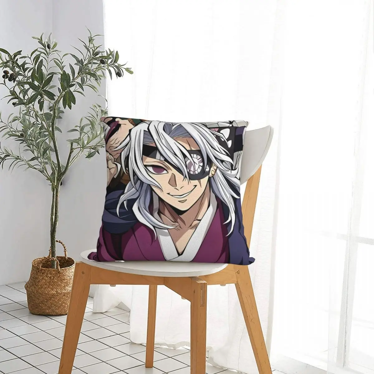 Sound Hashira Tengen Uzui Throw Pillow Cover Polyester Decorative Pillow Anime Demon Slayer Casual Pillowcover Home Decor