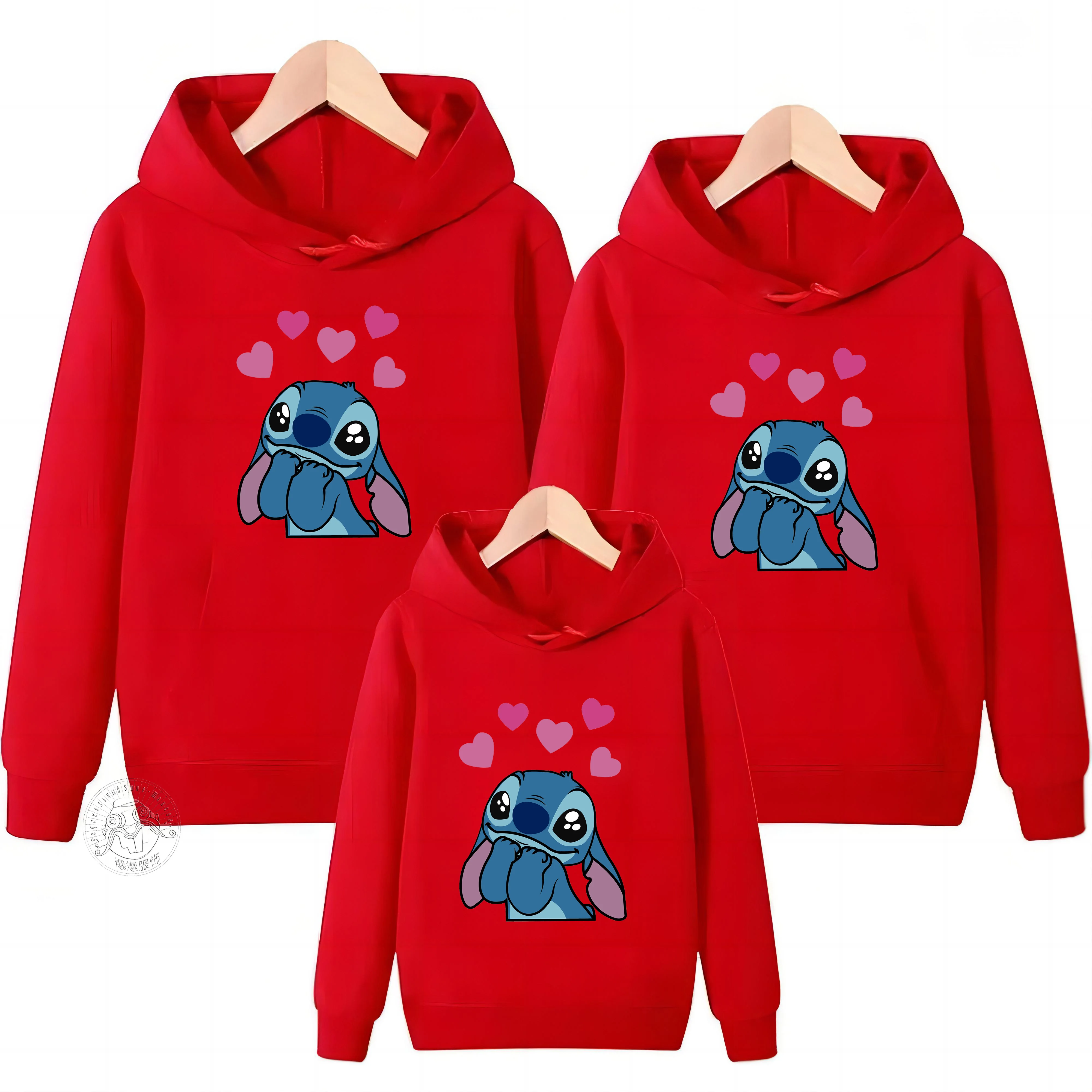 Winter Luxury Parent-child Family Hoodies Sweatshirt Men Women Stitch Warm Shirts MatchLong Sleeve Parent-child Loose Hoody Tops