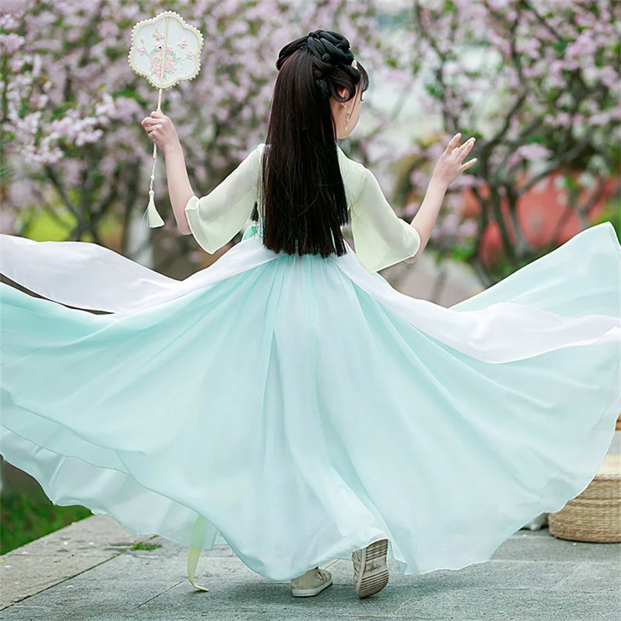 Детские костюмы для косплея Hanfu для девочек, кружевное платье для маленькой девочки, платье принцессы Танга Детский костюм для девочек Hanfu, традиционное китайское платье