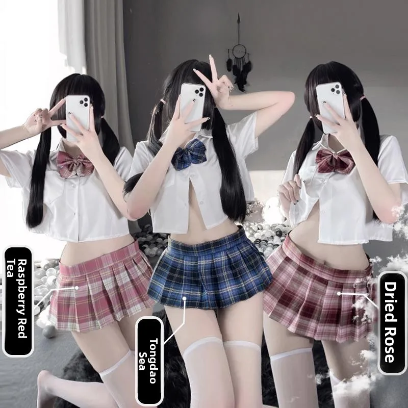 

Sexy Ultra-ort Plaid Skirt orm Set High-Waisted A-Line Skirts for Young Women Spring Season Plaid Pattern