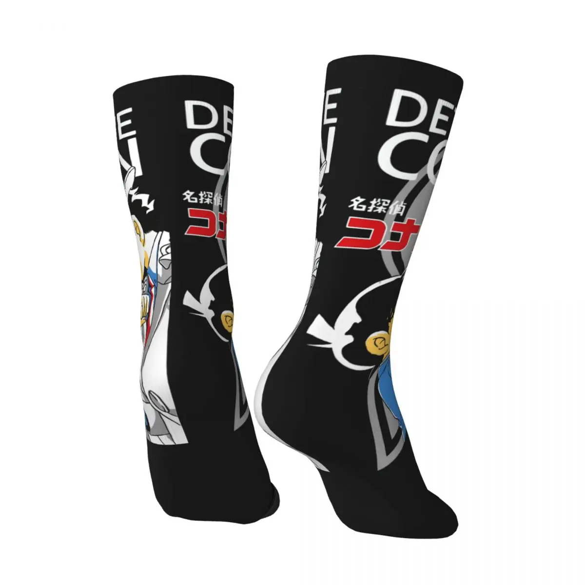 Happy Funny Men's Compression Socks Conan Vs Kid Vintage Harajuku Detective Conan Hip Hop Novelty Pattern Crew Crazy Sock