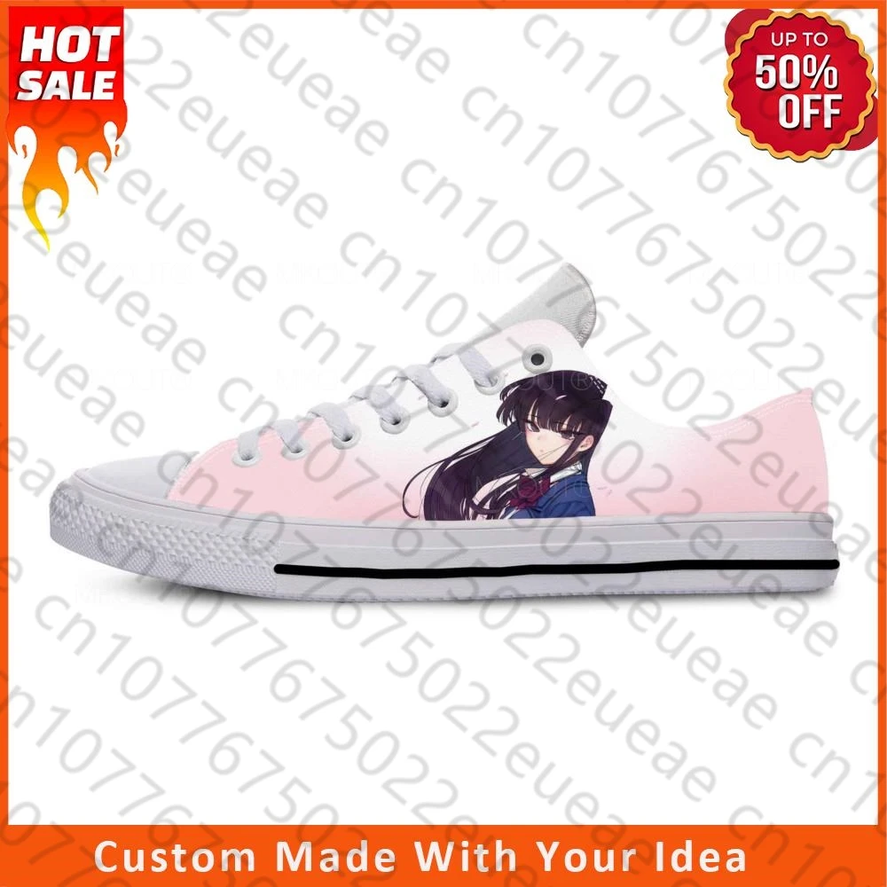 Anime Cartoon Komi Can‘t Communicate Komi Shouko Casual Cloth Shoes Low Top Lightweight Breathable 3D Print Men Women Sneakers