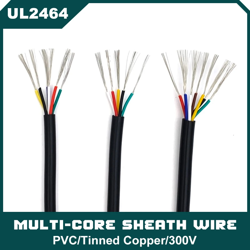 10/20M UL2464 Tinned Copper Sheathed Wire 28 26 24 22 2018 16 AWG Signal Audio Cable 2-3-4-5- 6-7-8-9-Core Power Control Line