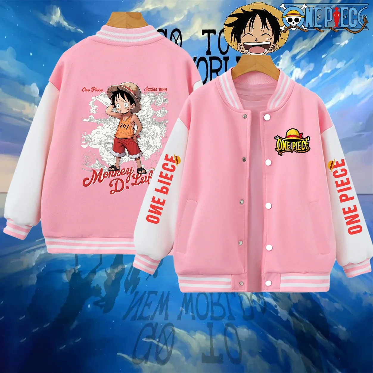 

Hot Cartoon Autumn Winter One Piece Children Kids Jacket Boys New Luffy Zoro Baseball Uniform Sports Tops Princess Hoodies Gift