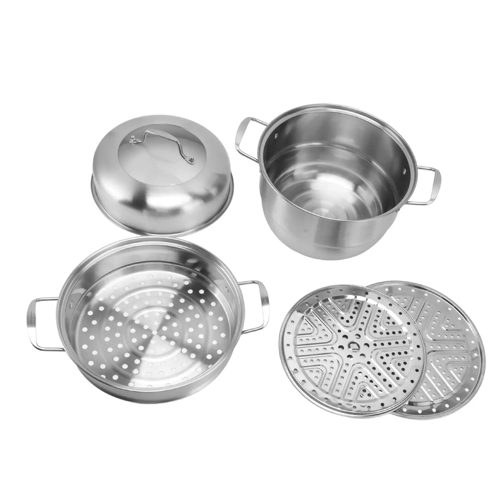 

Multi Layer Stainless Steel Steamer Pot with Dual Handles and Tempered Glass Lid Durable Cookware for Healthy Cooking