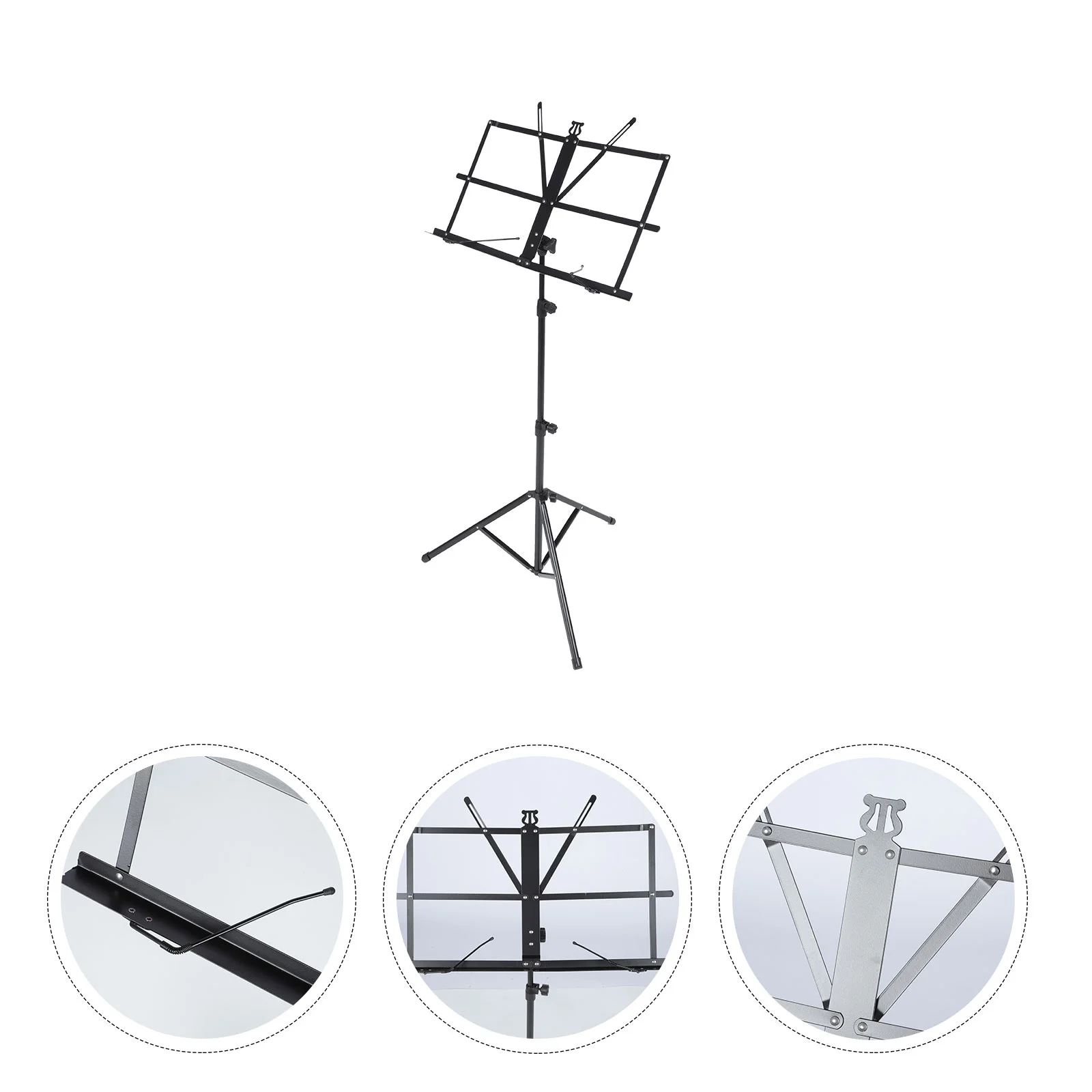 Music Stand Accessory Universal Tripod 135x47cm Folding Score Holder Reading Black