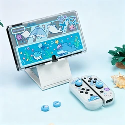 GeekShare 닌텐도 스위치 OLED 케이스 상어 파티 하드 쉘 투명한 분할 조이 콘 보호 커버 스위치 oled에 대한 새로운 쉘