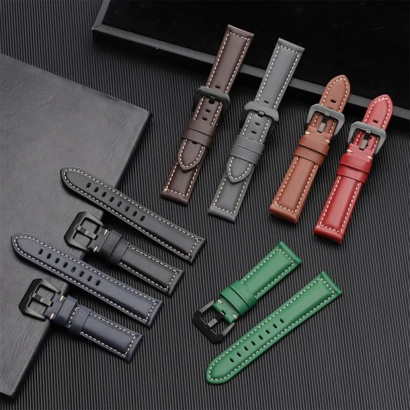 

High Quality Cowhide Leather Watch Strap Replacement for 18mm 20mm 22mm 24mm Universal Waterproof Watch Band Accessories