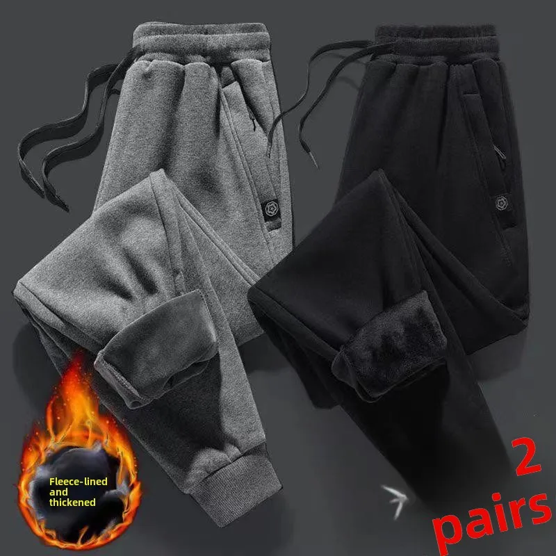 

Мужские спортивные брюки Thiened Fce, осенне-зимние теплые свободные модные брюки с манжетами, универсальные эластичные повседневные длинные брюки для студентов