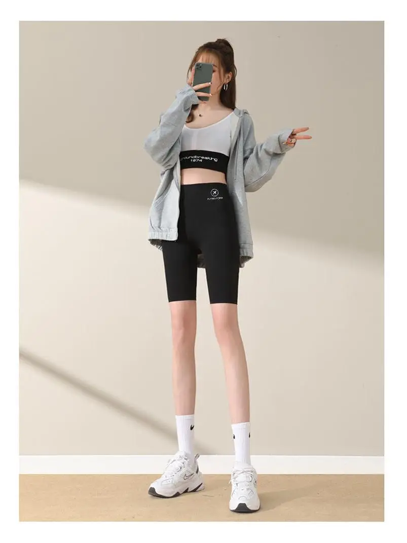 Summer Thin Five-Point ark Skin Pants Women's Se Pants Anti-Light Cycling Aircrt Yoga Bot Leggings Faionable La...