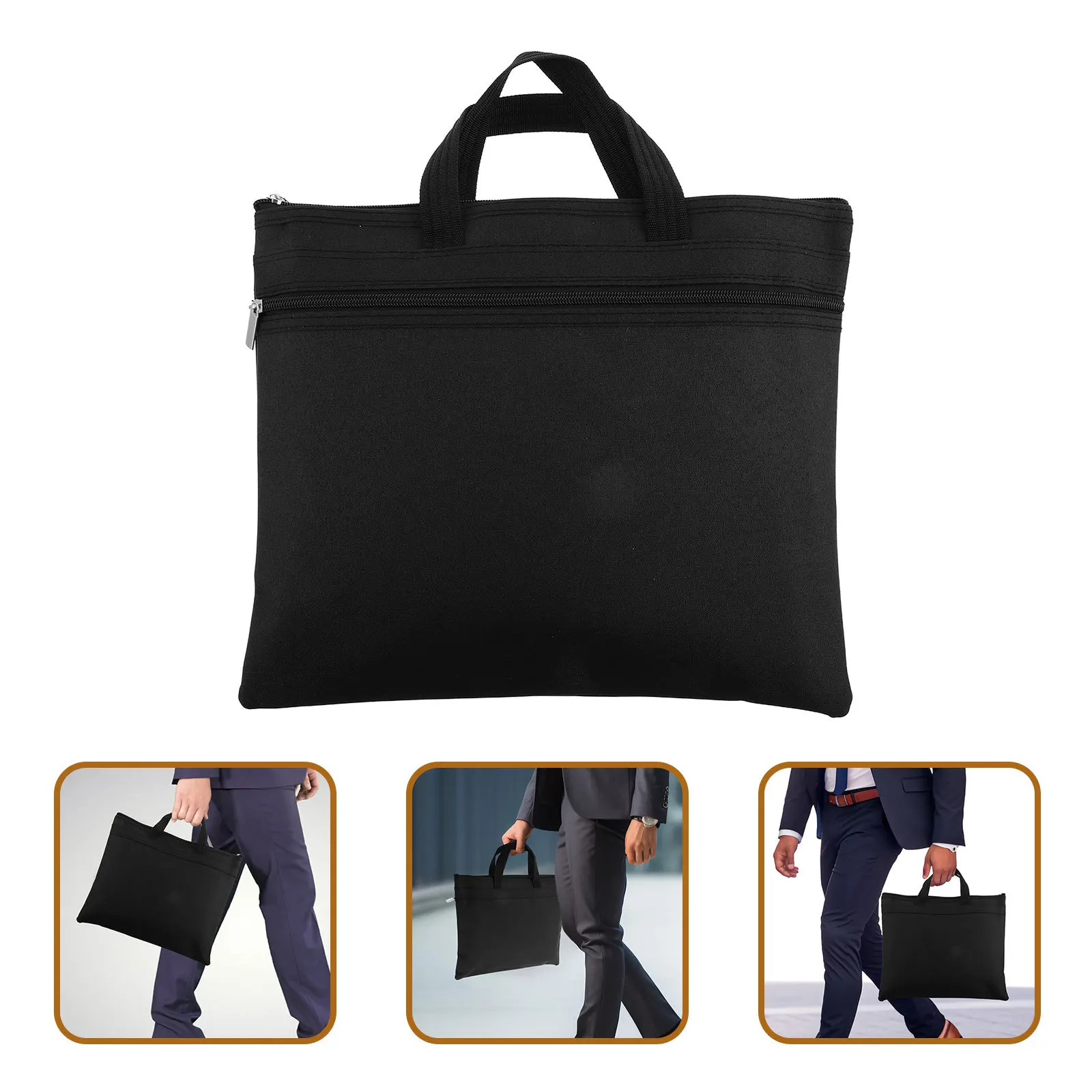 حقيبة مستندات الأعمال المحمولة منظم الملفات القماش أكسفورد طبقة مزدوجة سستة التعامل مع حقيبة مستندات للاجتماعات #1
