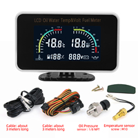 4 IN 1 LCD Gauge Oil Pressure Meter+Water Temp Gauge+Fuel Level Gauge+Voltmeter with Sensor for Universal Car Truck 12V 24V