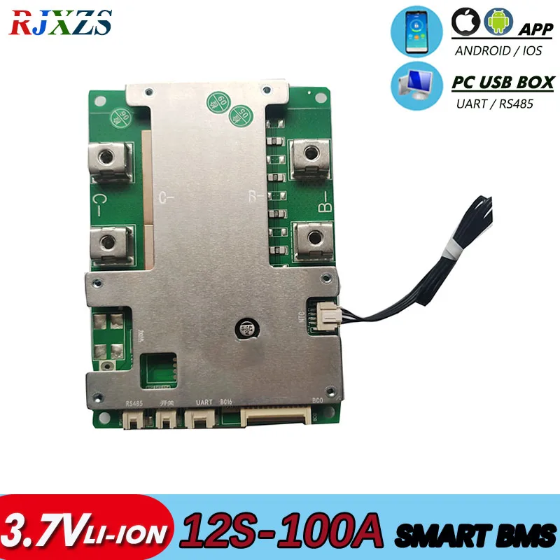 Smart BMS 12S 100A 50.4v Lithium Ion PCM With Android Bluetooth-compatible APP UART Software (PC) Monitor