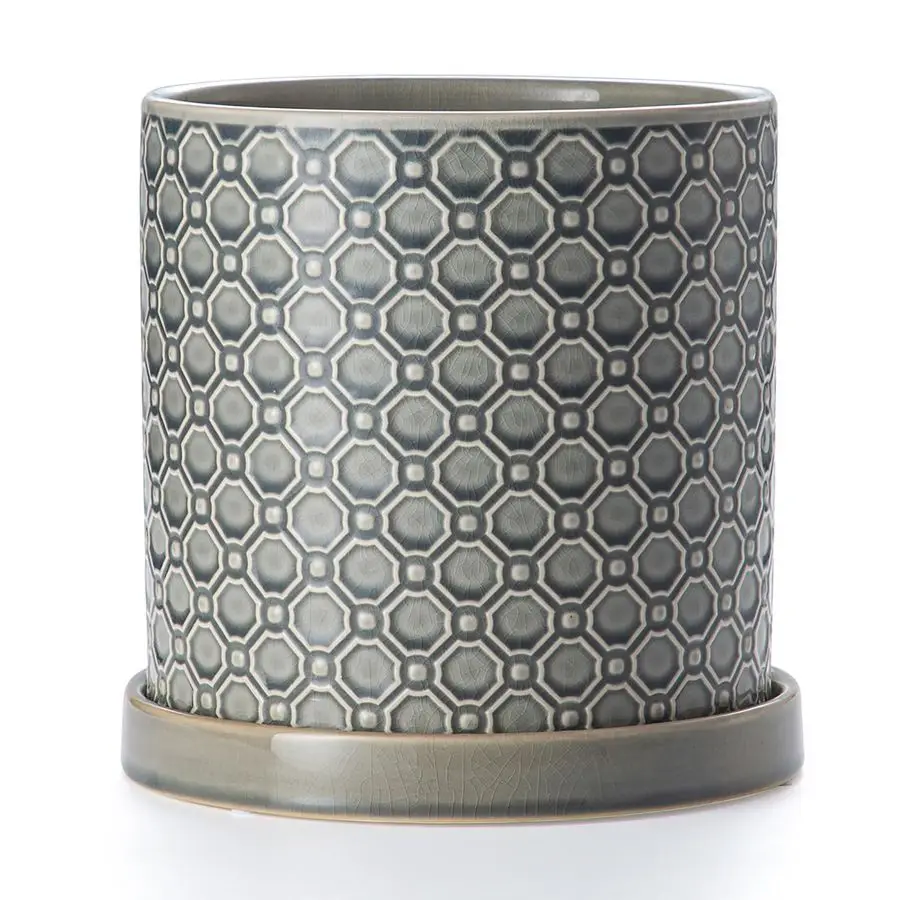 

8-дюймовый керамический горшок для растений с дренажным отверстием и поддоном, цилиндрический круглый цветочный горшок для дома и офиса, для комнатных и уличных растений.