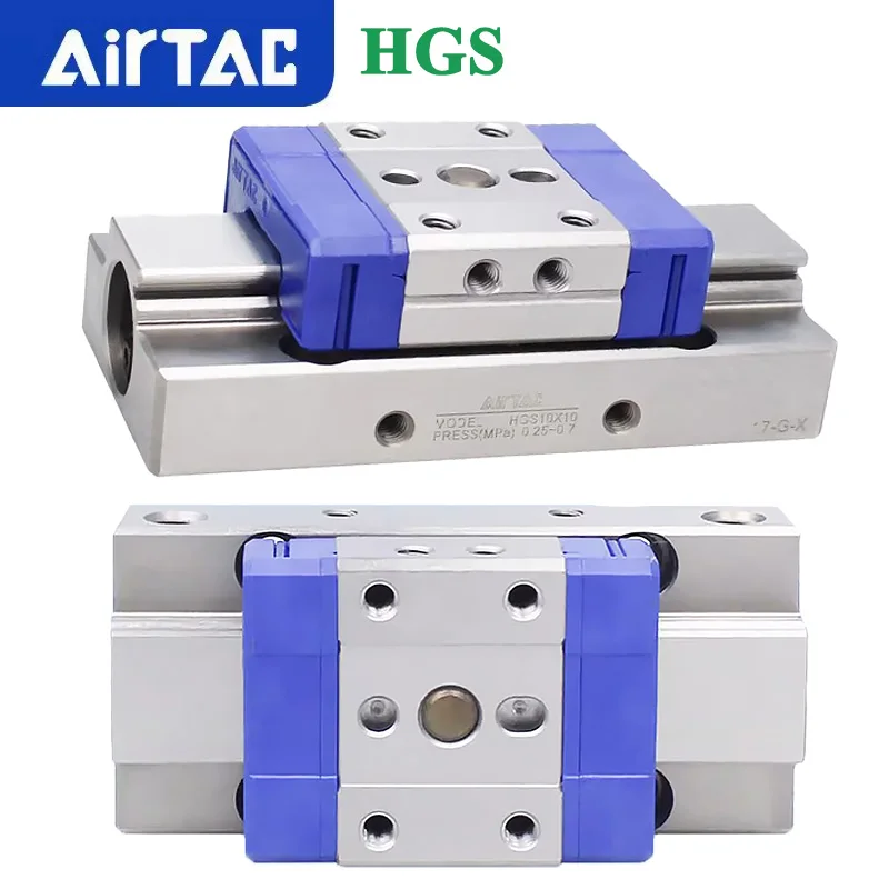 Original AirTAC HGS Precision Sliding Table Pneumatic Cylinder HGS6/8/10/12-5X10X15X20X25-S/J/SJ Adjustable Travel Device Magnet
