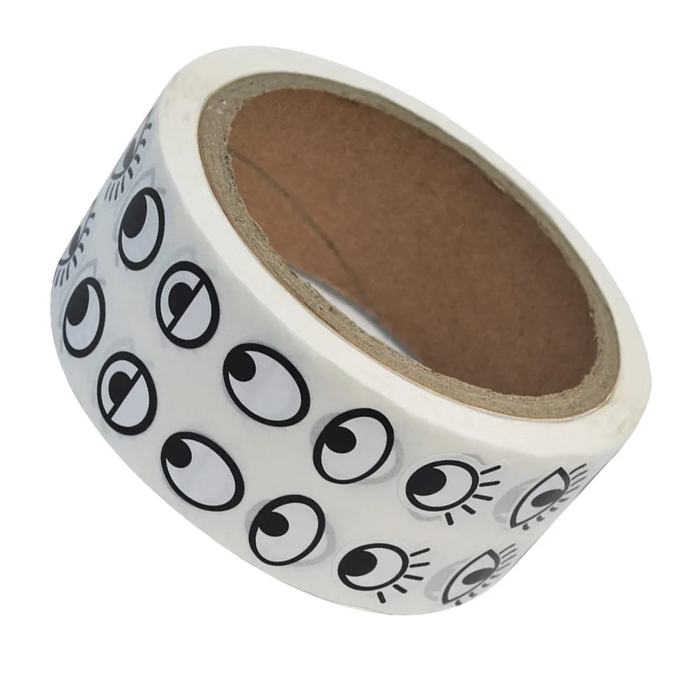 

Black and White Eye Stickers Labels Roll Self-Adhesive for DIY Handmade Crafts Scrapbooking Party Decorations Longlasting