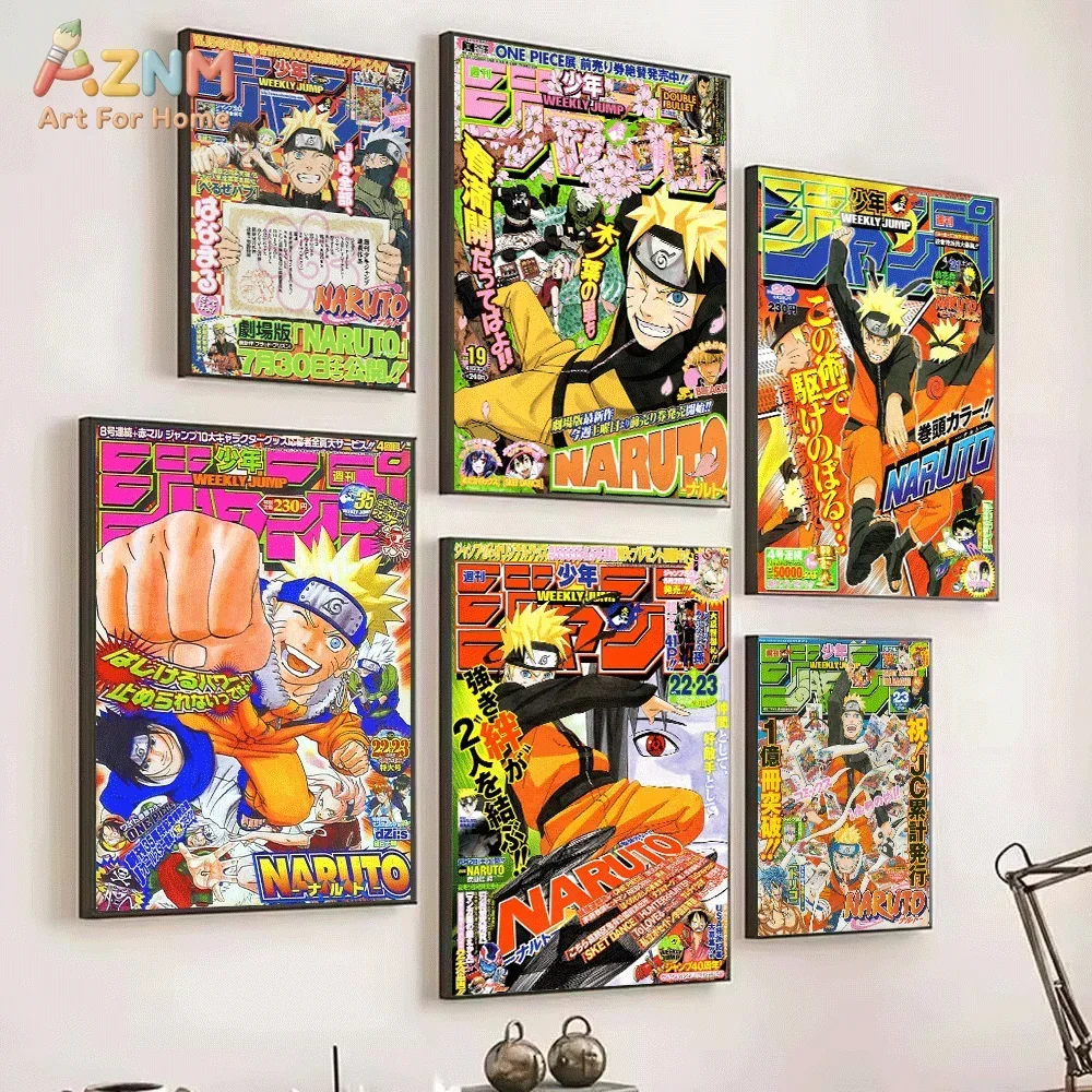 AZNM Naruto Kakashi Weekly Shonen Jump Magazine Canvas Wall Art Single Frameless Anime Print Naruto Movie Promotional Characte view 4