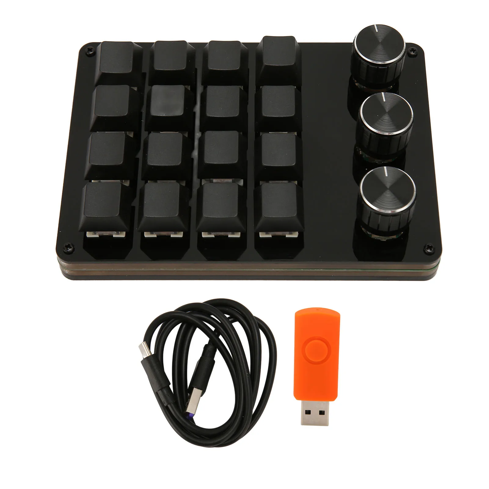 Programmable Keypad 16 Keys 3 Knobs Blue Switch Mechanical Hot Swappable Mini Keypad for Gaming Office Media Macro Custom Keypad