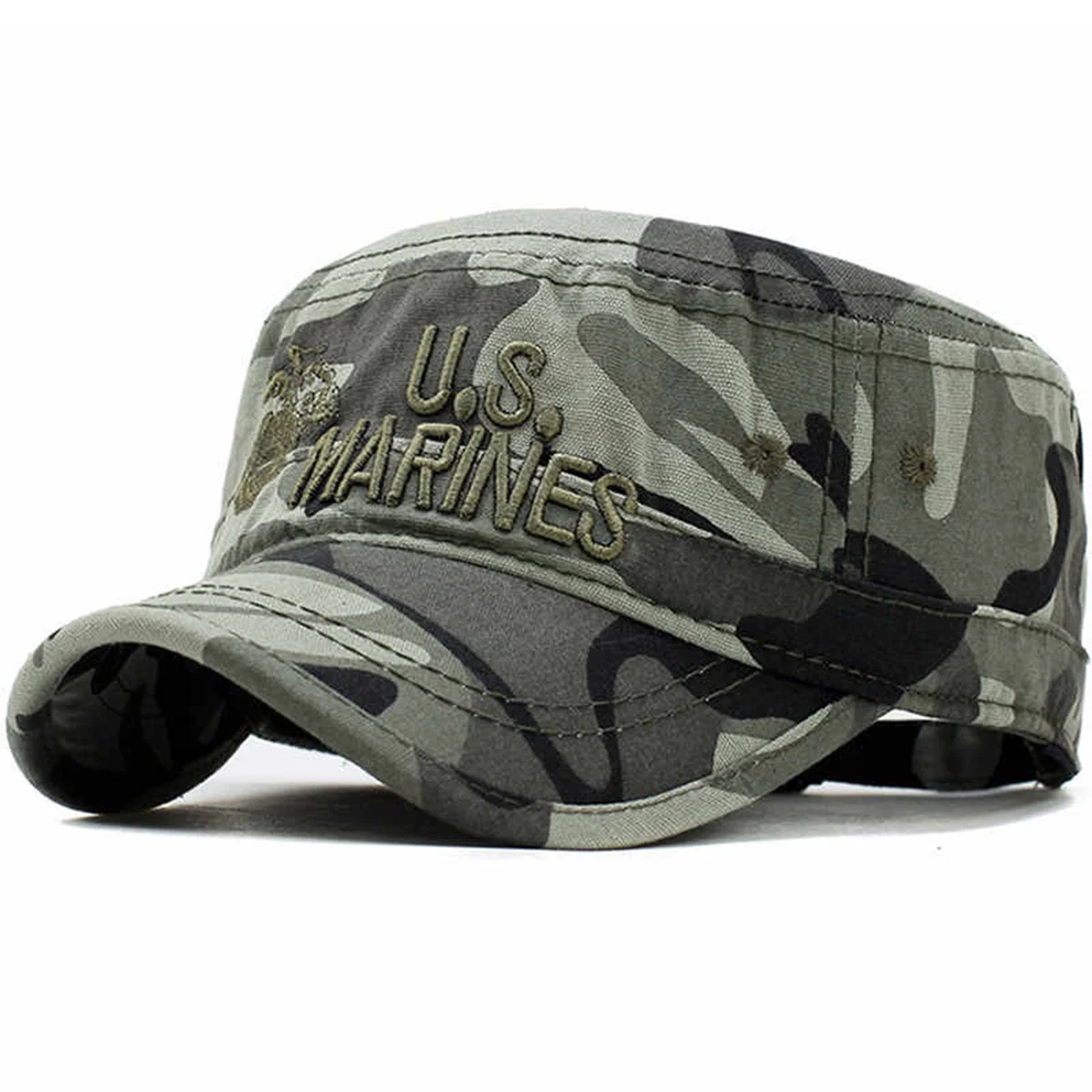 Unisex US MARINES Letter Embroidery Embroidery Military Cap Spring Autumn Outdoor Adjustable Casual Hats Men Flat Top Caps