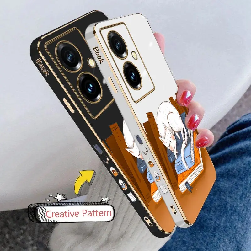 Y78Plus Cartoon cat Luxury Plating Phone Case For VIVO Y78 Y21T Y35Plus Y22 Y77 Y85 Y35 Y76S Y200 Y95 Y93 Y91 Y100 Cover