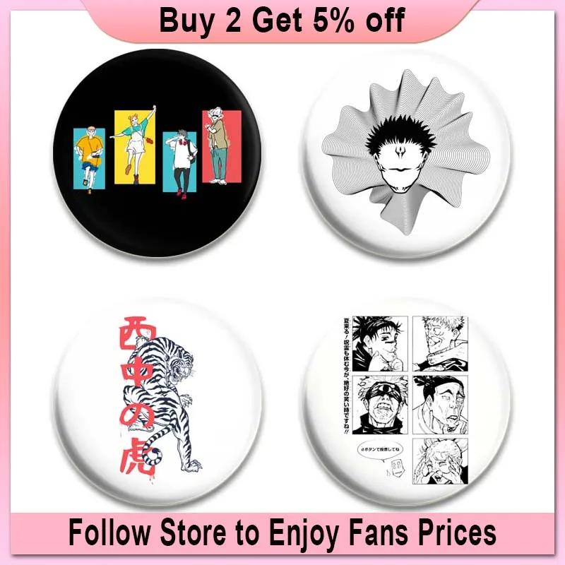 HD Print Round Handmade Anime Pins Ryomen Sukuna/Satoru Gojo Round Brooches Fushiguro Megumi/Itadori Yuji/Choso Cartoon Badge