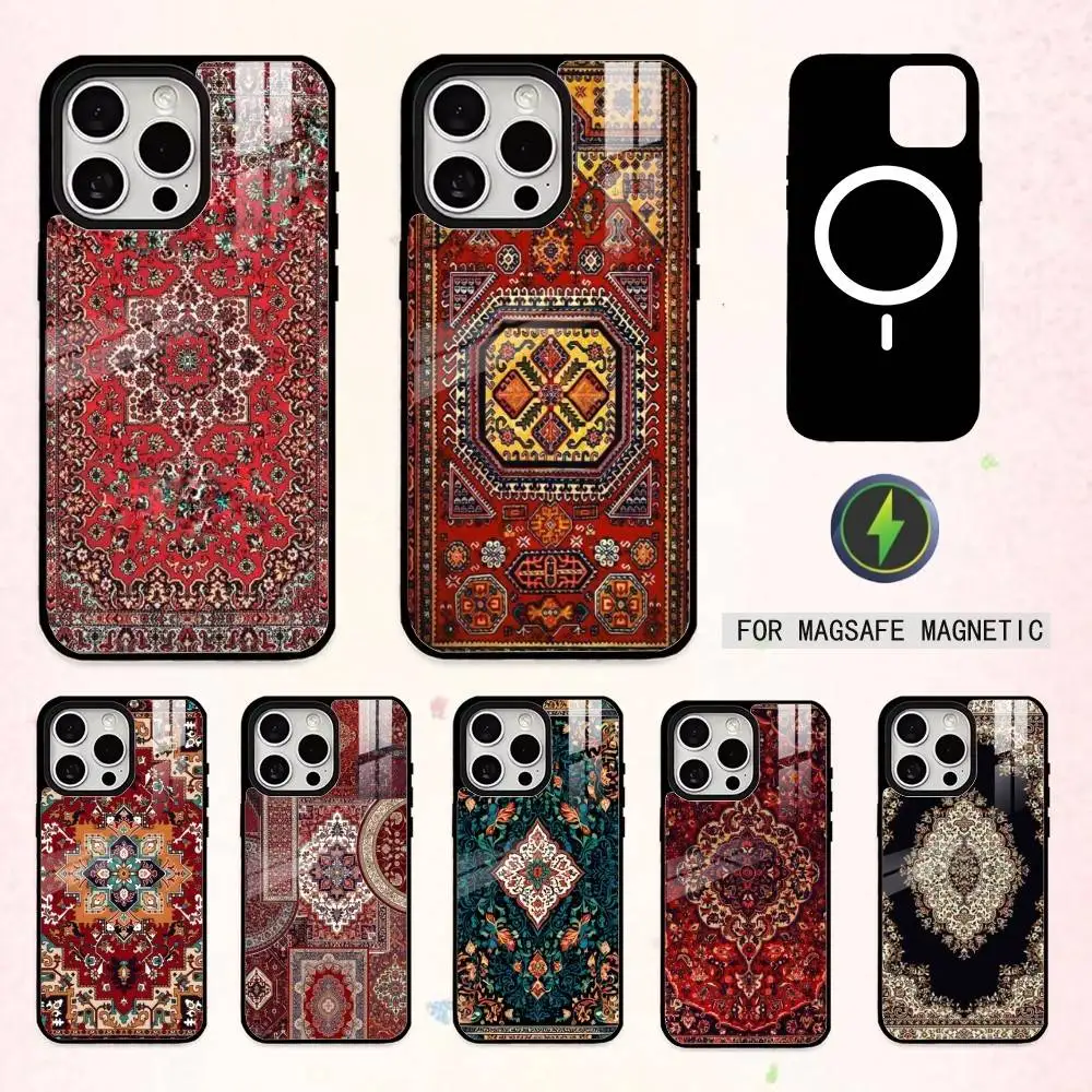 

T-Traditional Persian Rug Art Phone Case For iPhone17,16,15,14,13,12,11 Plus,Pro Max Magnetic For Magsafe Wireless Charging