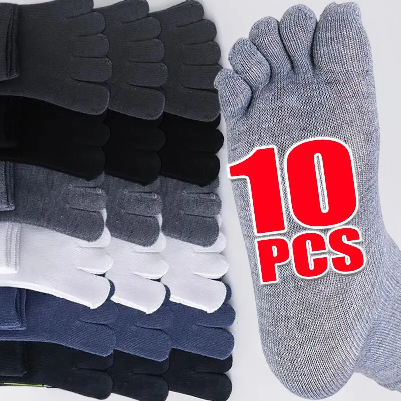 

5Pairs Unisex Five Finger Socks Women Cotton Breathable Toe Socks with Separate Fingers Calf Crew Sports Socks Mid Tube Yoga Sox