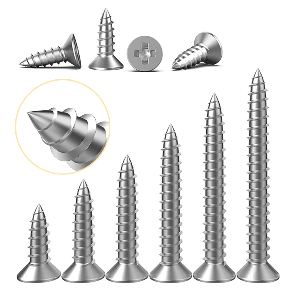 

100g M3 M4 M5 304 A2 Stainless Steel Phillips Flat Countersunk Head Anti Theft Security Self Tapping Wood Screw