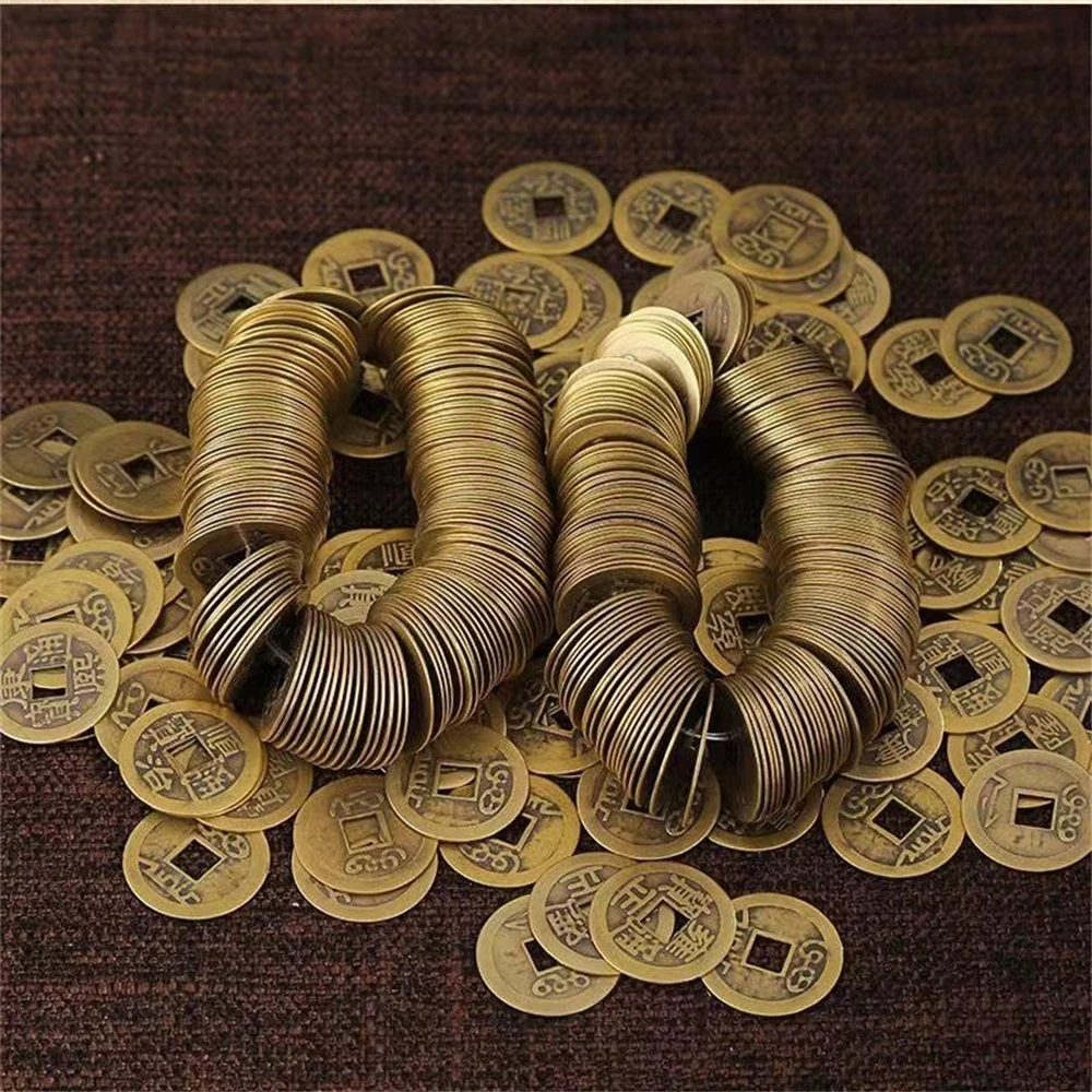 100pcs Vintage Copper Coins Success Feng Shui I-Ching Coins Chinese Fortune Coins Chinese Feng Shui Decoration Good Lucky Coins