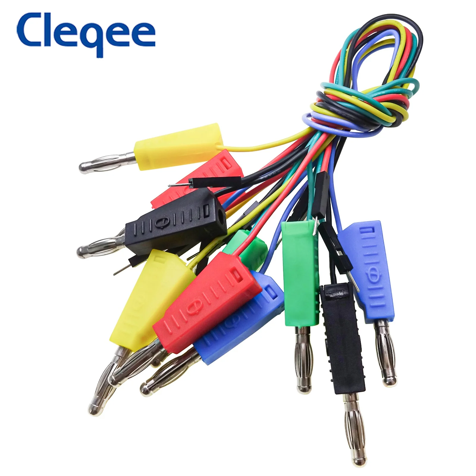 Cleqee P1532 10PC Jumper Wires Dupont Male to 4mm Stackable Banana Plug Silicone Cable for Arduino Breadboard