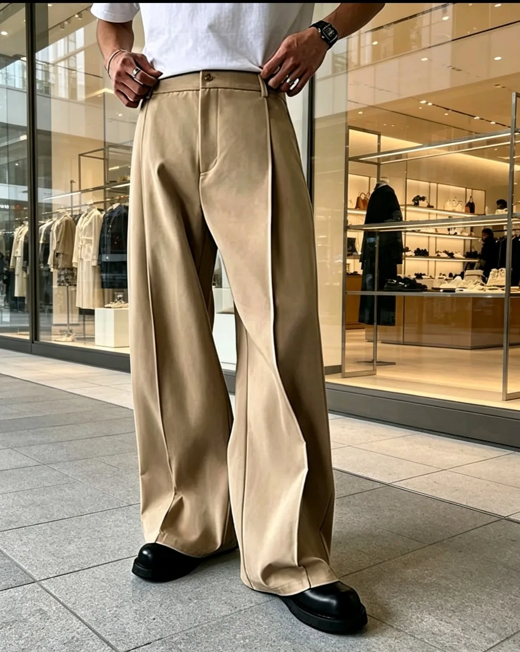 

Men's Formal Dress Pants Cropped Pants Light Business Fashion Solid Color Front Pleated Drape Twill Daily Straight Suit Pants